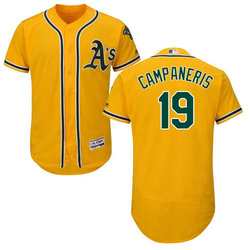 Athletics #19 Bert Campaneris Gold Flexbase Authentic Collection Stitched MLB Jersey